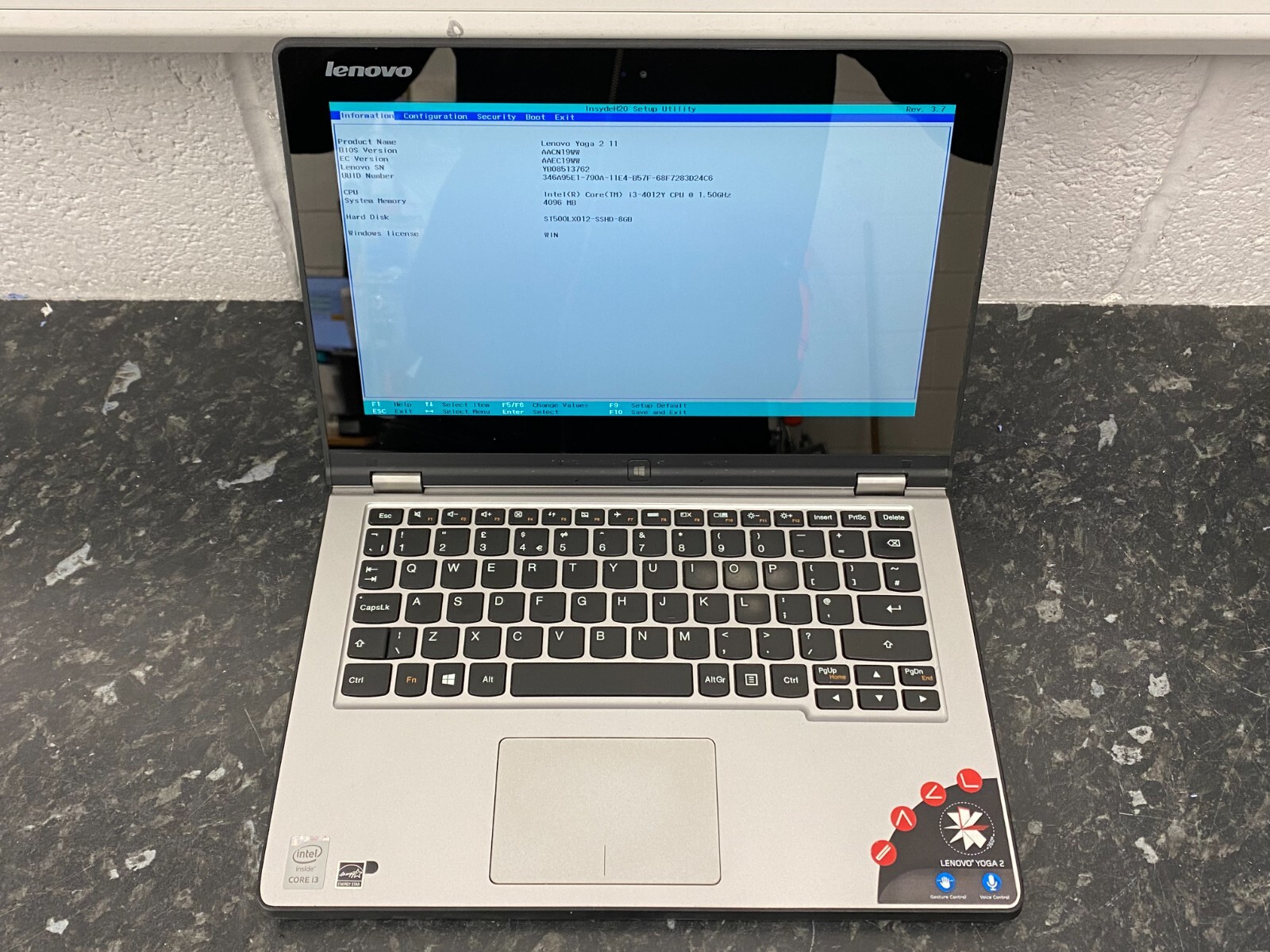 Lenovo Yoga 2 11" Touchscreen Laptop i3 CPU 4GB RAM 500GB SSHD Grade C EA1502 - Picture 2 of 5