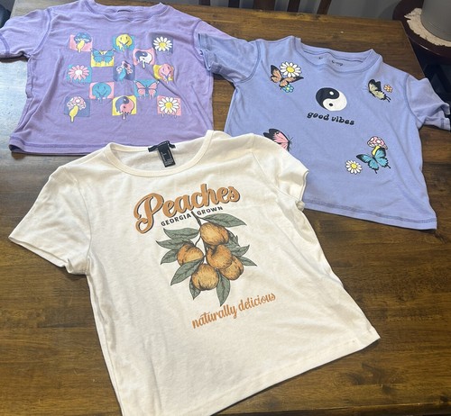 Bundle of 3 Crop tops Two Purple & One Cream Forever 21 & Single scoop Brand - Picture 2 of 9