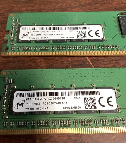 Micron 16GB 2Rx8 PC4-2666V-RE1-11 DDR4 ~ 2pc LOT ~ Registered Server Memory RAM - Picture 2 of 3