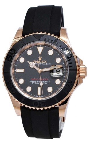Rolex Yacht-Master 40 18k Rose Gold Oysterflex Black Dial Mens Watch 126655 - Picture 11 of 11