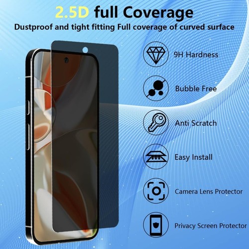 Caméra Lentille & Intimité Protecteur Écran Verre Trempé Pour Google Pixel 9 Pro - Photo 6 sur 12