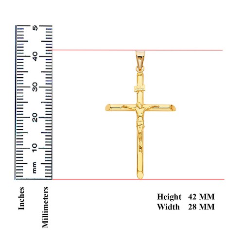 14 Karat echtes Gelbgold klassisches Kreuz Jesus Kruzifix religiöser Anhänger Männer Frauen - Bild 12 von 36