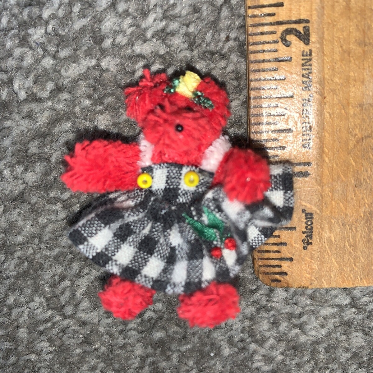 ARTISAN HAND MADE Vintage Miniature Red Dresses Girl Bear
