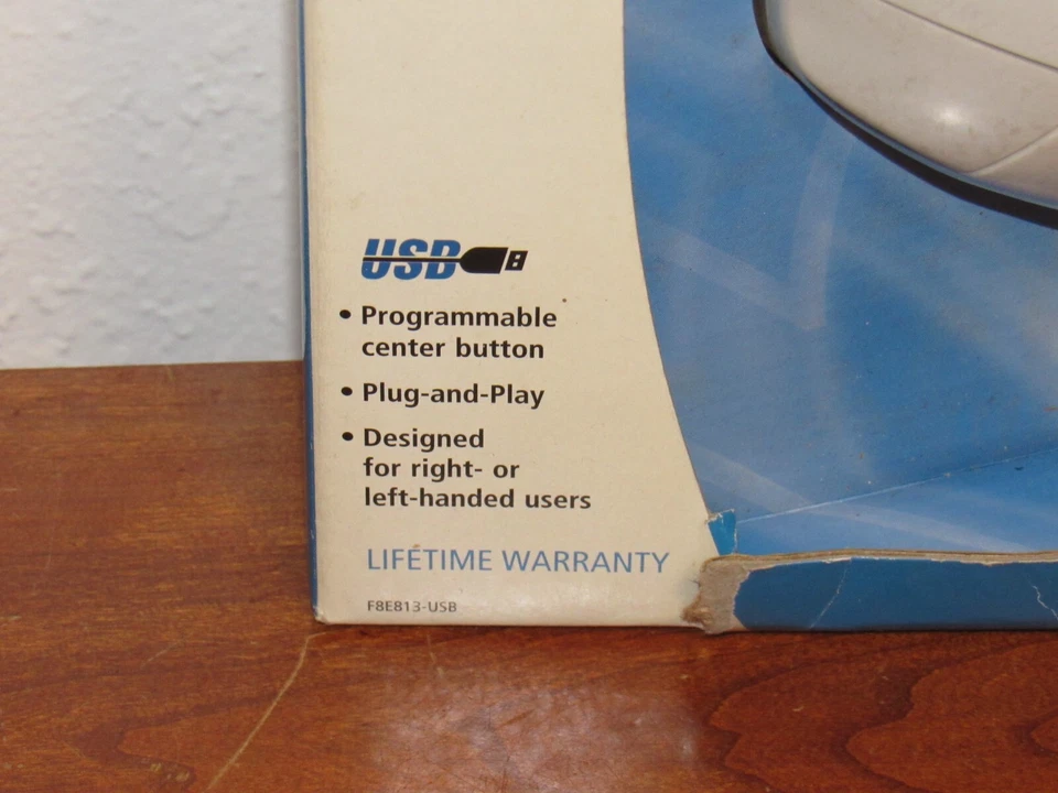 Vintage Belkin USB Mouse F8E813-USB 3 Button Programmable Plug & Play White *NIB - Image 3 of 3