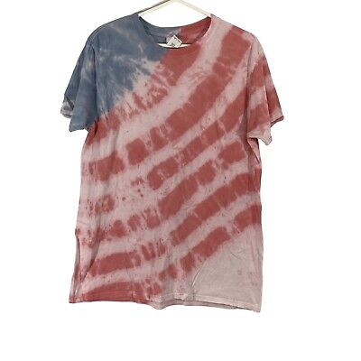 Gildan Womens Red Tie Dye Short Sleeve Crew Neck Pullover T Shirt Size Large eBay