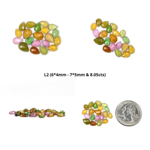 Juego de piedras preciosas naturales sin tratar multicolor corte ovalado en forma de pera de piedra preciosa turmalina - Imagen 3 de 4