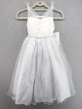BONNIE JEAN White Communion Flower Girl dress Tulle Flowers Pearls Girls 7 NWT