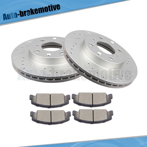 FRONT DRILLED ROTORS + CERAMIC BRAKE PADS FITS FOR HONDA CIVIC DEL SOL CRX CIVIC - Foto 7 di 12