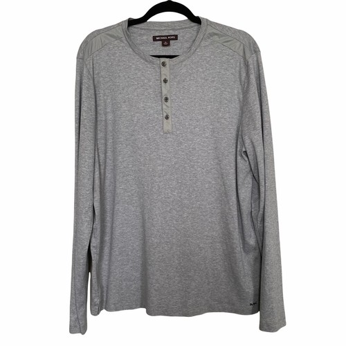 Michael Kors Mens Sz XL Gray Knit Henley Long Sleeve - Picture 2 of 9