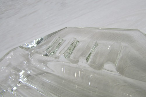 SAFEX Ashtray Geometric Heavy Glass Art Deco Octagon Ribbed - Picture 5 of 11