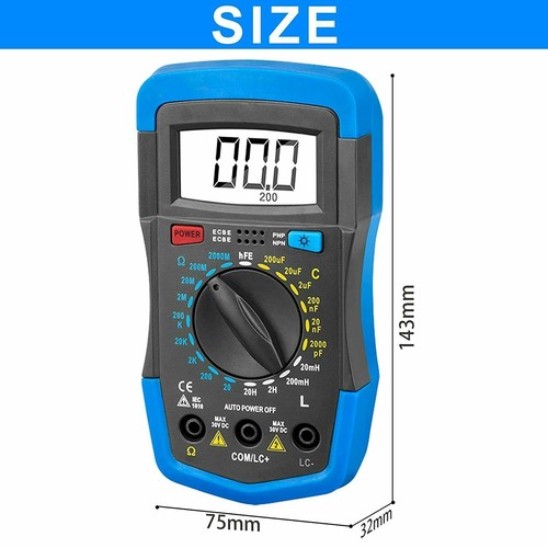 HoldPeak Digital Induktivität LCD Messgerät hFE Test 2000 Stück Kapazität Multimeter - Bild 3 von 6