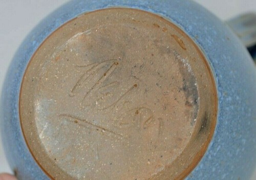 Jarra de cerámica grande hecha a mano azul 10,5" de alto firmada artista Nelson gres - Imagen 4 de 4