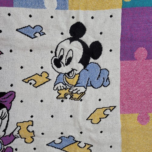 Disney Baby Mickey Puzzle Piece Tapestry Throw Fringe Blanket Minnie Pluto 32x44 - Picture 4 of 10