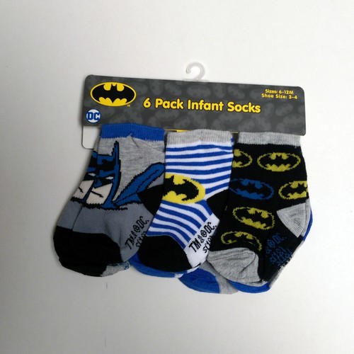 DC Batman Justice League Baby Boys 6 Pack Athletic Crew Socks Kids 0-24 Months - Picture 5 of 8