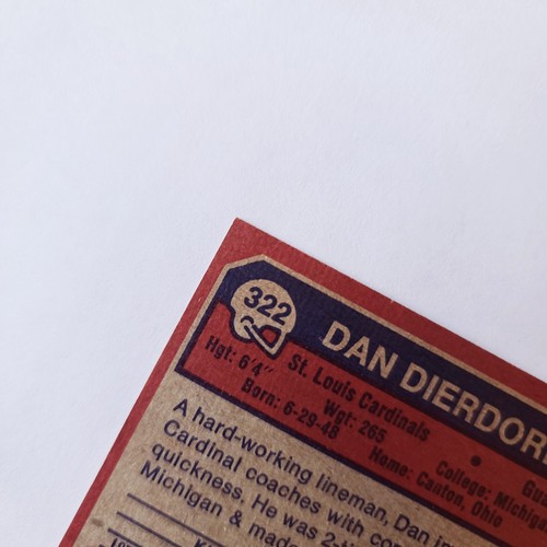 1973 Topps # 322 Dan Dierdorf RC NR-MINT GREAT CORNER CENTERING GLOSS NICE CARD - Bild 7 von 10