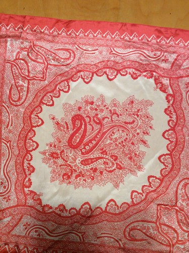 $59   Echo 30" square silk scarf  white & red  with flowers #441A - Picture 5 of 10