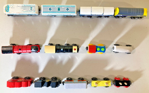 Lot of 12 Magnetic Wooden Trains ~ Cars & Engines Thomas Compatible - Picture 2 of 18