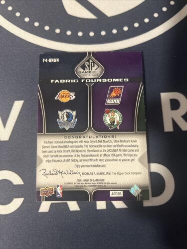 2009-10 SP Game Used Fabric Foursomes Quad Relic Kobe Bryant Dirk Nash KG /199🔥 - Picture 4 of 5