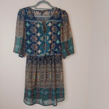 BeBop women's Dress Size Medium Black Multi Color 3/4 Sleeve