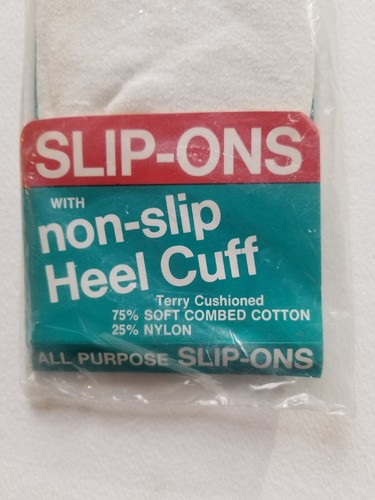 Vintage KMart Stretch Nylon Cotton Terry Cloth Booties Heel Cuff Socks 8-11 - Picture 6 of 6