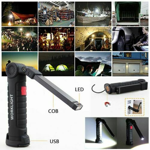 1-2 Rechargeable COB LED Slim Work Light Lamp Flashlight Inspect Folding Torch - Picture 11 of 29