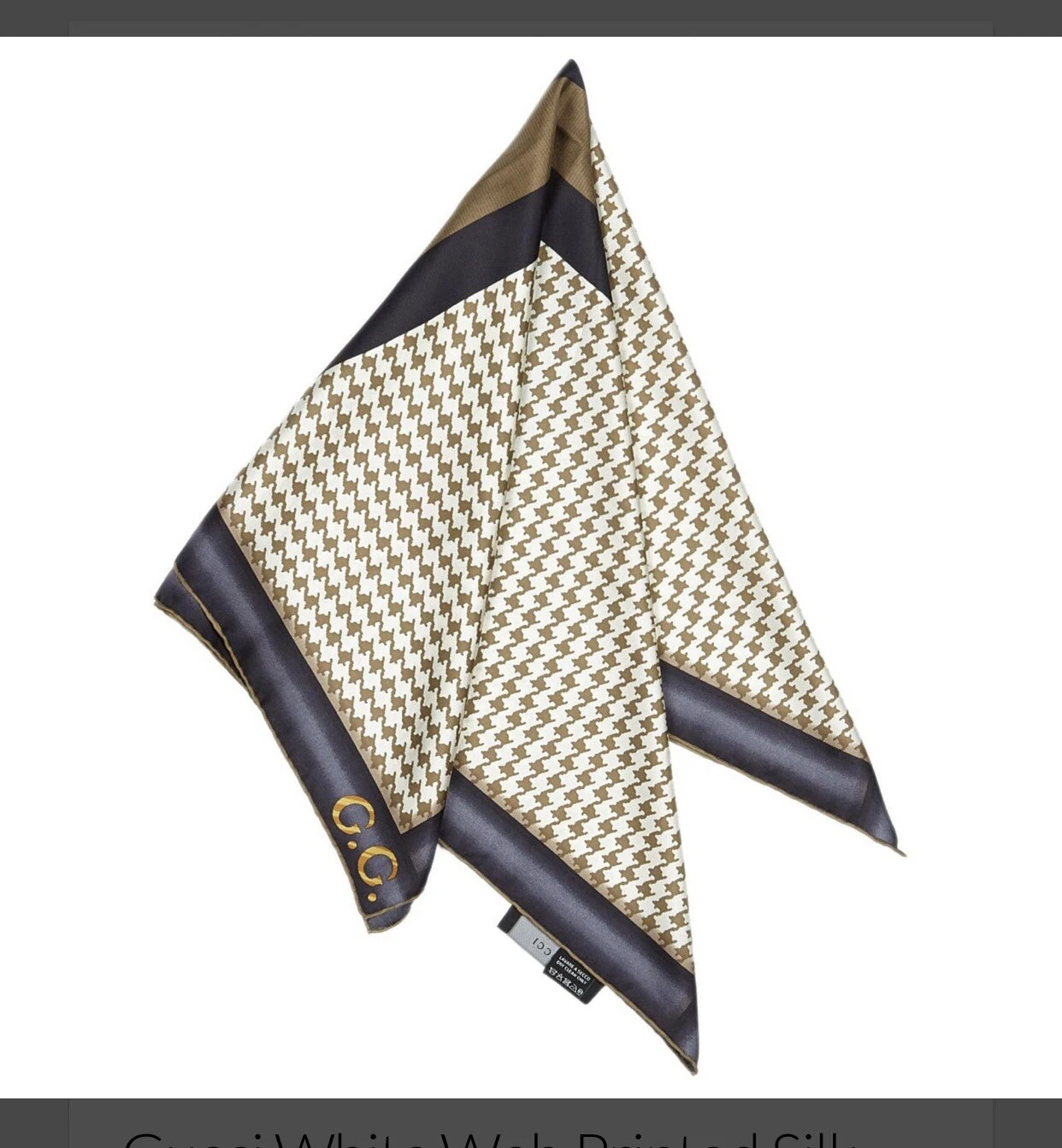 authentique foulard pied de poule gucci logo GG bleu marron