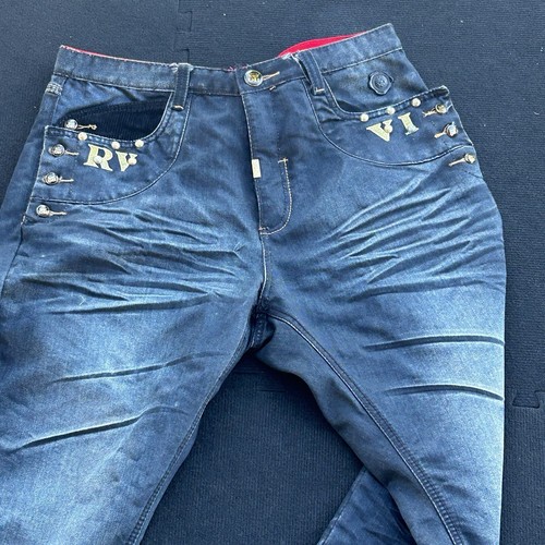 Vintage Y2K Crown Holder Baggy Jeans 38x34 Embroidered Hip Hop Streetwear - Picture 2 of 21