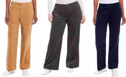 Weatherproof Vintage Women's Corduroy Wide Leg Stretch Pockets Pants - Picture 1 of 17