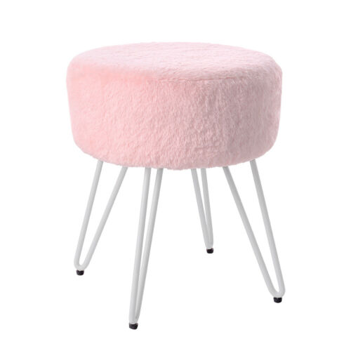Dressing Table Makeup Stool Fluffy Padded Pouffe Bedroom Chair Seat Hairpin Legs - Picture 10 of 11