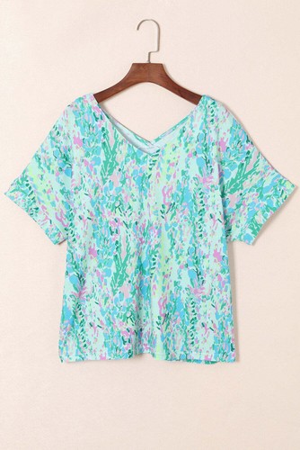 Green Loose Painted Floral Tee - Bild 7 von 14