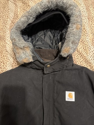 VTG Carhartt J02 BLK 46 Tall XLarge Black Traditional Arctic Jacket JQ195 0542 - Picture 3 of 18