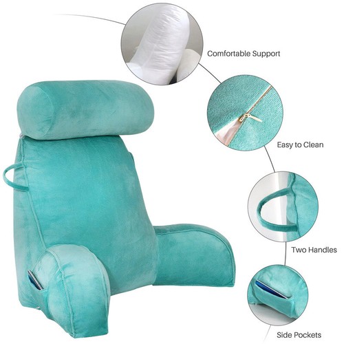 Backrest Reading Pillow with Neck Rest Lumbar Support Arm Seat Cushion Lounger - Picture 9 of 56