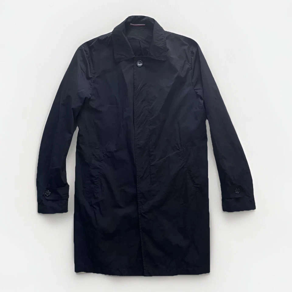 TOMMY HILFIGER Tailored Trench Coat TOHPBTHL4059 Blue Garment Dyed CO Sz.52 - Image 3 of 4