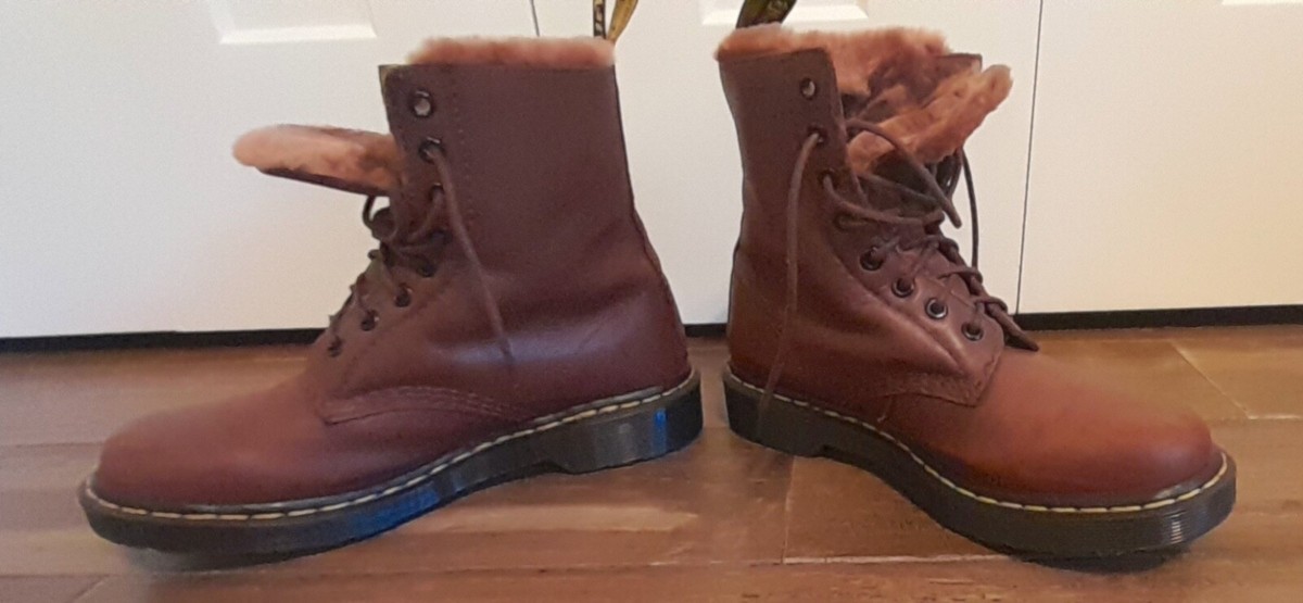 Dr Doc Martens Women Serena 1460 Brown Faux Fur-lined Boot Women size 7,  Men