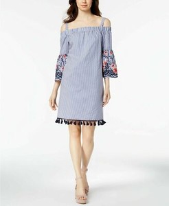cold shoulder tassel dress