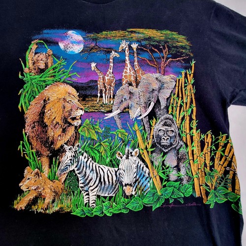 Vtg Hazelwood Premo Jungle Wrap Graphic T Shirt Men Single Stitch X L 1993 USA - Picture 4 of 9