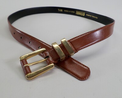 Gitano Belt 32 Double Keeper Gold Tone Buckle Brown M L Vtg