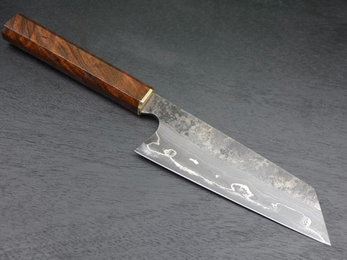 Handmade Japanese Wrought Iron Chef Knife San Mai, 52100 steel Rosewood Handle - Picture 4 of 9