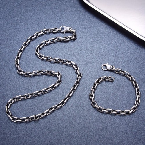 Solid 925 Sterling Silver Mens Plain Chain Clasp Cuff Bracelet Full length - 第 1/7 張圖片