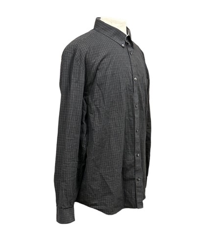 Camisa de vestir Calvin Klein gris a cuadros manga larga con botones bolsillo talla XL para hombre - Imagen 3 de 5
