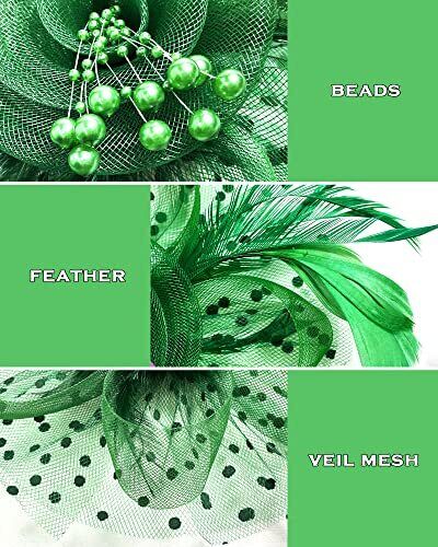 Halloween Fascinators Hat for Women Tea Party Feather Headband A-dark Green - Picture 3 of 7