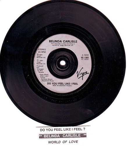 BELINDA CARLISLE Do you feel like I feel? PICTURE SLEEVE 7" 45 rpm record RARE! - Picture 3 of 3