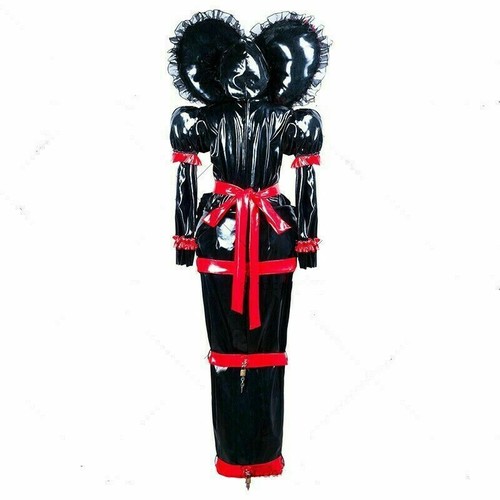 NEW sissy Maid black PVC Dress lockable TV Romper Tailor-made & - Picture 5 of 8