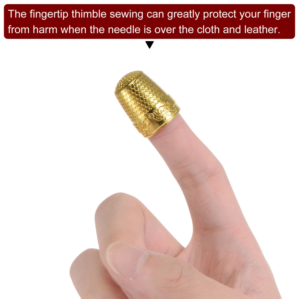 4pcs Sewing Thimble Copper Sewing Thimble Finger Protector, Golden Foto 4 de 4