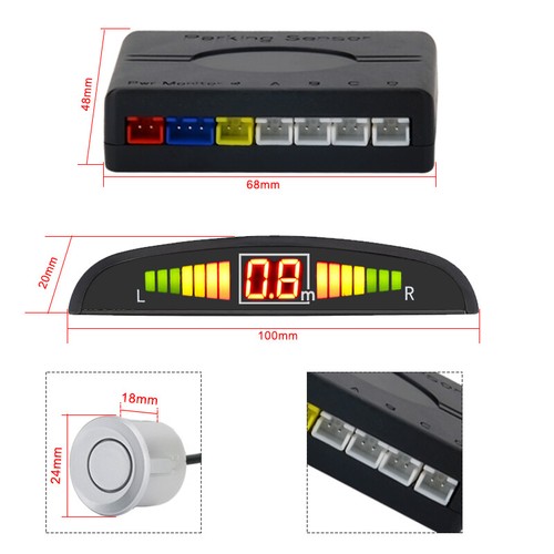 KIT de zumbador sistema de alerta de radar trasero de respaldo inverso 4x sensores de estacionamiento astilla - Imagen 6 de 9