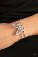 Paparazzi Butterfly Bella White Bracelet - Cuff - Baroque Butterfly