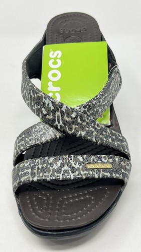 Crocs Cyprus IV Heels Sparkle/Leopard Women's size 8 Glitter NEW - Picture 3 of 12