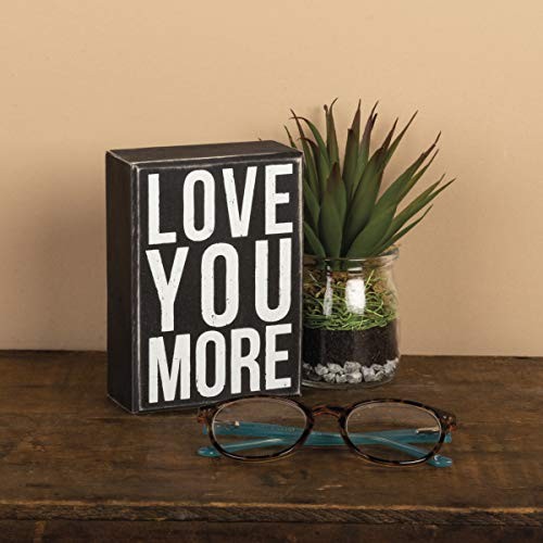Love You More Decorative Sign 4x5.5 Inches Rustic Black and White Wood Sign - Picture 3 of 3