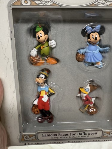 NIB Famous Faces for Halloween Mickey Minnie Goofy Donald Hallmark 4 Ornaments - Picture 3 of 7