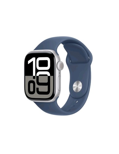 Apple Watch S 10 42mm GPS Silver Case Denim Sport Band S/M MWWA3LW/A Flawless